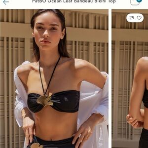 PatBO Black and Gold Bandeau Bikini Top